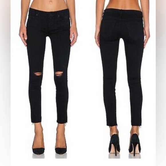 MOTHER Denim - MOTHER Looker Ankle Fray in Guilty As Sin Size 27